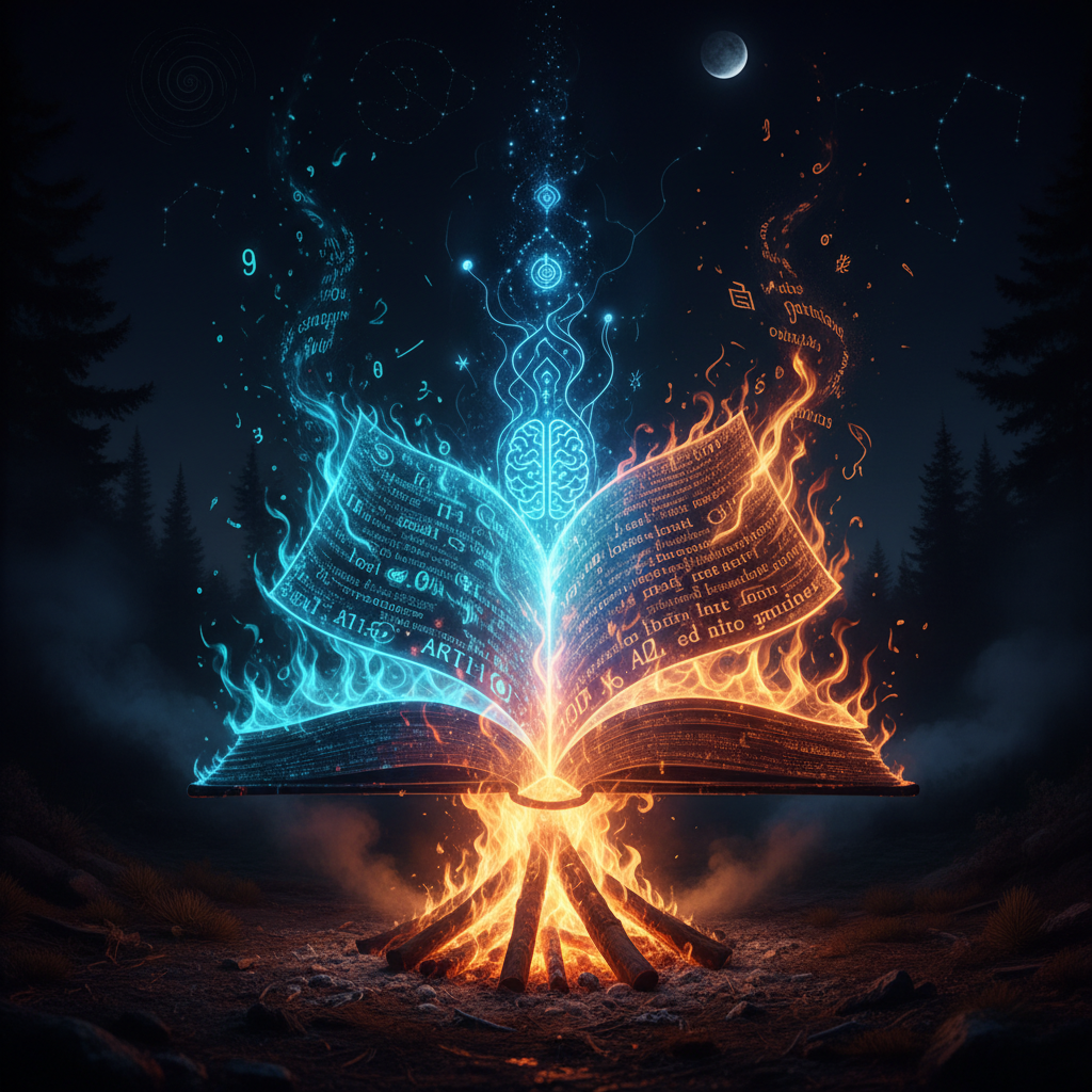 A storyteller's campfire, enhanced by AI. 